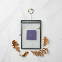 DISEÑO ARTESANAL Marco de fotos de metal y vidrio rectangular vertical PF391 con acabado negro, decoración de pared