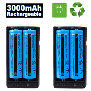 Paquete de 2 Baterías Recargables de Iones de Litio Cilíndricas 18650 de 3000mAh con Cargador Doble para Linternas/Lámparas Frontales TK/TMEU - Product Image 1
