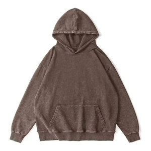 เสื้อฮู้ดดี้โอเวอร์ไซส์สำหรับผู้ชายสไตล์วินเทจ ผ้าฝ้าย 100% หนัก 450GSM ระบายอากาศได้ดีและกันลม ดีไซน์บุซับใน - Product Image 3