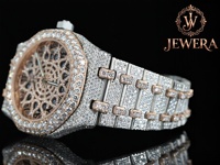 Reloj de Pulsera de Alta Gama de Acero Inoxidable Plateado con Cristal Analógico, Diamantes Mossinate, Movimiento Mecánico, Disponible para Uso Formal y Casual
