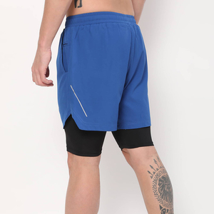 FixFox Sports Bulk Mens Running Shorts Double <b>Layer</b> Design Gym Training Sweat-Wicking Waterproof Woven Solid <b>Mid</b> Waist ODM - Product Image 5