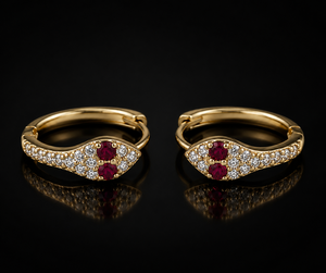 Gold Plated 925 Sterling <b>Silver</b> Snake Hoop Earrings Zircon Ruby Look <b>Huggie</b> Ear Jewelry for Party Wedding - Product Image 6