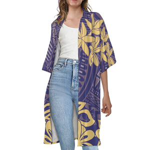 Floral Print <b>Long</b> Batwing Sleeve Kimono <b>Cardigan</b> <b>Women's</b> Summer Lightweight Open Front Poncho Casual Outerwear Gray White - Product Image 4