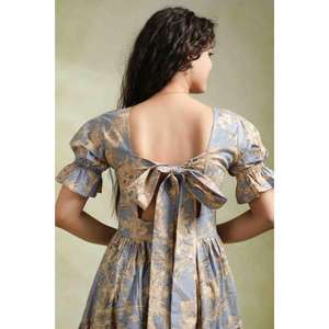 ชุดเดรสยาวพิมพ์ลายบล็อกผ้าฝ้ายสำหรับผู้หญิง ชุดเดรสยาวสไตล์โบโฮแบบอินเดียดั้งเดิม เหมาะสำหรับใส่ในวันหยุด - Product Image 5