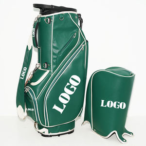 Professional Grade Forest Green Synthetic Leather <b>Golf</b> Bag Featuring Elegant White Contrast Piping and High-Capacity Storage - Product Image 2