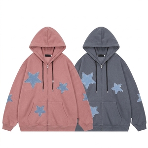 Sudadera con capucha Bape personalizada para hombre, 100% algodón, transpirable, cuello en V, corte holgado, con estampado de estrellas bordadas, estilo cárdigan, para otoño, con bolsillo. - Product Image 5