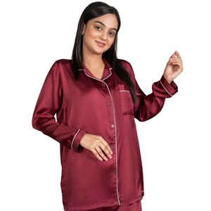 Conjunto de Pijama de Terciopelo Borgoña para Mujer, Camisa de Manga Larga con Botones y Pantalones a Juego, Ropa de Dormir Elegante y Suave, Conjunto para Descansar, OEM Personalizado - Product Image 2