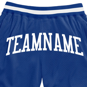 <b>Men</b> Royal Blue <b>White</b> Sublimated Mesh Basketball <b>Shorts</b> Digital Print Polyester Sports Uniform Training Match Performance - Product Image 6