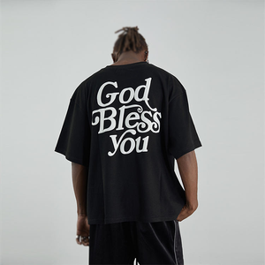 Camiseta Oversize de Algodón con Estampado Gráfico de Fuego para Hombre, Estilo Urbano Hip Hop, con Logo Personalizado, Verano, Casual, Ajuste Holgado, Venta al por Mayor - Product Image 4