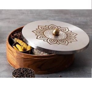 Boîtes à épices en laiton, récipients à épices en laiton, Masala Dabba, boîte à condiments, design artisanal, produit de qualité supérieure, pot à épices - Product Image 5