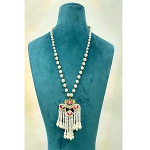 Ensemble de collier en laiton plaqué or de haute qualité, aspect perle, style Ahemdabadi Kundan, pour femmes, cadeau pour mariage et soirée - Product Image 1