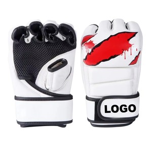Custom Logo Yellow PU Leather MMA Gloves Grappling Mitts Professional Martial Arts Sparring Punching Training <b>Open</b> Palm - Product Image 3