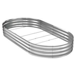 Kit de jardinière surélevée ovale en métal galvanisé 8 x 4 x 1 pi pour extérieur, sans fond, design Gloves Rus, pots de fleurs et jardinières - Product Image 1