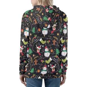 Black Gingerbread Christmas Graphic Women Printed <b>Hoodies</b> Wholesale High Quality Polyester Fleece Full Zip Warm <b>Festive</b> <b>Hoodies</b> - Product Image 2
