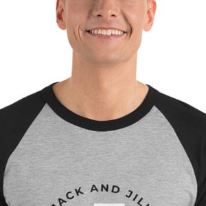 Camiseta de Béisbol de Manga 3/4 en Gris Jaspeado y Negro, de Algodón Suave con Contraste, Estilo Casual para el Día a Día, para Papás - Product Image 2