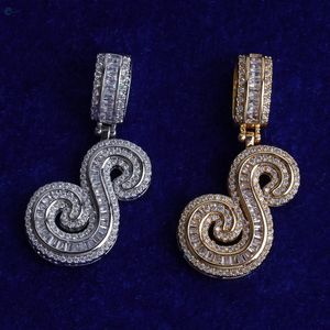 Pendentif en diamant de laboratoire taille baguette serti de pierres, pendentif alphabet personnalisé, pendentif unisexe hip-hop - Product Image 3