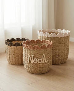 New design seagrass scalloped basket for kid decor beautiful design made in Vietnam with best price and wholesale supplier. - Product Image 1