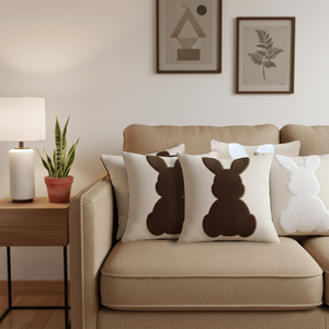 SOGA Juego de 4 Fundas de Almohada con Diseño de Conejo de 45 cm, Color Blanco y Silueta de Conejo, Almohadas Decorativas para Sofá y Cama - Product Image 3