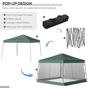 Tenda Pop-up a Rete 3x3 Metri con Altezza Regolabile e Borsa per il Trasporto per Uso Esterno e Giardino - Product Image 5