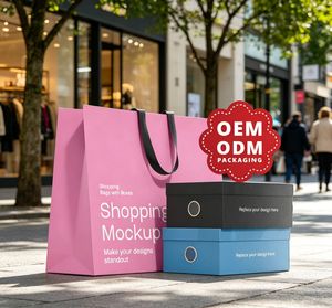 Bolsa de Compras Personalizada con Juego de Cajas, Impresión Offset en Papel de Arte, Asas Planas, Estilo de Lujo, Embalaje OEM ODM - Product Image 1