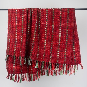 Luxury <b>Super</b> <b>Soft</b> Acrylic Red and Green Decorative <b>Throw</b> Lightweight Knitted Blanket for Bed and Sofa - Product Image 5