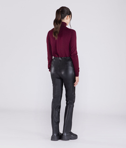 Women Tapered Faux Leather Pants High <b>Waist</b> Soft PU Comfortable Fashion Casual <b>Trousers</b> <b>Elastic</b> <b>Waist</b> Custom OEM ODM Wholesale - Product Image 3