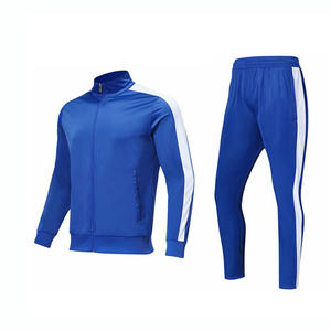 Conjunto Deportivo para Hombre, Chaqueta con Cierre Completo y Bloques de Color Azul y Rojo, Bolsillos Laterales, Secado Rápido, Poliéster, Ropa de Otoño - Product Image 3