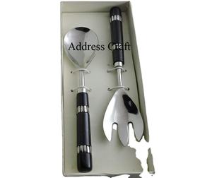 Ensemble de serveurs à salade en acier inoxydable de qualité supérieure manche en résine couverts cuillère fourchette ustensiles de cuisine essentiels - Product Image 1
