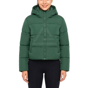 Modern <b>Women</b> Cropped Puffer <b>Jacket</b> With Adjustable Details <b>Lightweight</b> Outerwear For Winter Fashion And Urban Lifestyle - Product Image 4