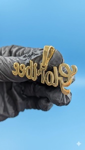 Colgante Unisex de Lujo Gloribee con Letras y Nombres, Plata 925, Chapado en Oro de 18K, Moissanita Redonda de Corte Brillante, Estilo Hip Hop - Product Image 3