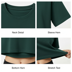 Women <b>Crop</b> <b>Top</b> T-Shirt Short Sleeve Boxy Cotton Oversized Streetwear Casual T Shirt Women Summer Wholesale OEM Custom - Product Image 6