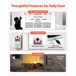 Set di Maniglie per Serratura Elettronica Senza Chiave con Design Innovativo e Facile Utilizzo, Serratura Intelligente con Tastierino e Leva - Product Image 6