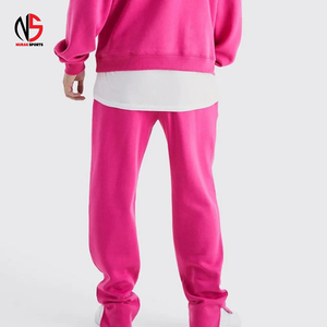 Ensemble de survêtement polaire rose à capuche et col montant pour homme, coupe droite, longueur intégrale, avec poches latérales – Survêtement homme chez Nurak 2026 - Product Image 6