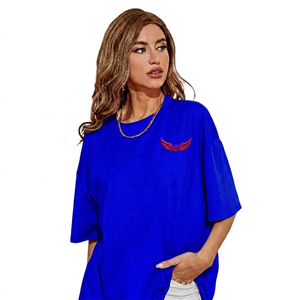 T-shirt rouge surdimensionné à manches courtes avec logo brodé en forme d'aile, col rond, décontracté, en jersey de coton pour homme - Product Image 2