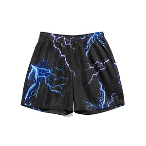 Pantalones Cortos Deportivos para Hombre con Estampado de Rayos, de Secado Rápido, Cintura Elástica, Casuales, 100% Poliéster, Impresión por Sublimación - Product Image 1