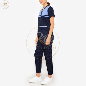 Ensemble de blouses et pantalons de travail professionnels pour manucuriste, SPA, infirmière, avec col en V et fermeture éclair - Product Image 5
