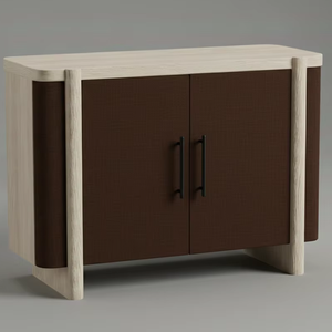 Buffet moderne à 2 portes en chêne massif pour salon - Rangement résistant à l'eau avec design minimaliste - Product Image 1