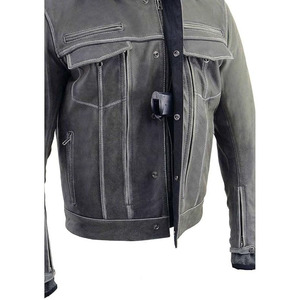 Veste de moto unisexe SAMROZ SPORTS en cuir de buffle gris clair, manches longues, ventilation, coupe-vent, haute qualité, 220g Al - Product Image 5