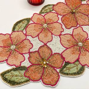 Handmade Embroidered Fabric Table <b>Runner</b> Rectangle <b>Green</b> Leaf Design Luxury Eco-Friendly Lightweight Durable Decorative Mat - Product Image 4