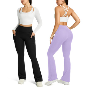 Wholesale High Quality Gym <b>Legging</b> Trouser Women's Casual Sports Wide Leg <b>Legging</b> Breathable Technics Plain Mid Waist <b>Legging</b> - Product Image 6