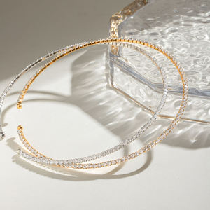 AMBER JEWELS - Gargantilla de Diamantes Chapada en Oro de 18K, Unisex, Corte Brillante Redondo, Joyería de Moda para Bodas - Product Image 3
