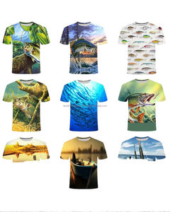 Vêtement de pêche d'extérieur pour adulte, longueur standard, col rond, imprimé, avec logo frontal, anti-UV, séchage rapide, respirant, imperméable, 100% polyester - Product Image 1