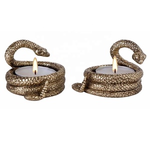 เชิงเทียนรูปงูสีทองขายดี ชุด 2 ชิ้น ขาตั้งโลหะตกแต่งสำหรับเทียนทีไลท์ เทียนโวทีฟโลหะ - Product Image 1