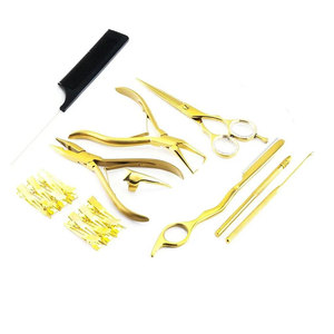 Professional Gold Pro Hair Extensions Tools Kit Micro Link <b>Beading</b> Set Plier Stainless Steel Hair Extension Pliers Loop <b>Needle</b> - Product Image 4