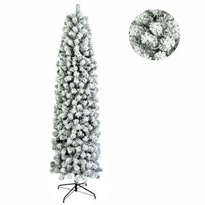 Albero di Natale a batteria da 2,4 m con design floccato realistico e opzione di personalizzazione per decorazioni interne ed esterne - Product Image 2