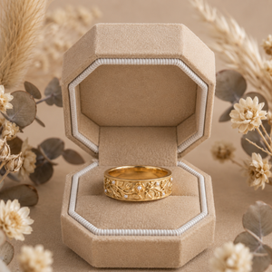 แหวนแต่งงานทอง 14K ชุบโรเดียม ลายดอกไม้เถาวัลย์ พร้อมลายสลักแบบแฮนด์เมด ดีไซน์ลายฉลุพฤกษศาสตร์ สำหรับงานปาร์ตี้ - Product Image 4