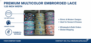 Ruban de bordure de sari brodé floral multicolore à sequins de 1,25 pouce, garniture en dentelle écologique haute densité, ornements de mode ethnique - Product Image 6