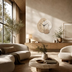 Modern Farmhouse Resin Wall <b>Clock</b> Irregular Shape Analog Quartz Two-Piece Living Room Decor - Product Image 5