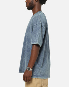 Wholesale <b>Men</b> <b>Blue</b> Acid-Wash Oversized T-Shirt T Shirts Cotton Breathable Short Sleeve Plain Blank Design Low Price OEM Services - Product Image 4