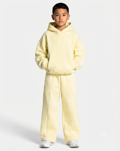 Sweat à capuche pour garçon jaune citron avec logo contrastant, sweat-shirt décontracté surdimensionné pour garçon, sweat à capuche en polaire premium pour garçon - Product Image 5
